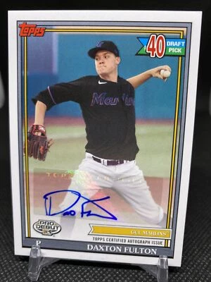 2021 Topps Pro Debut 1990 Draft Pick Base Auto #PD-192 Daxton Fulton - Marlins - Image 1 of 3