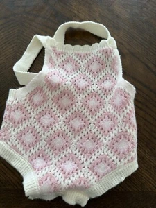 Infant Baby Size 0-6 Months Pink & White Knit Sweater Sleeveless Romper Outfit - Picture 1 of 5