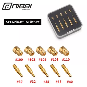 NIBBI 5 PE Main Jet #100-110 +5 Pilot Jet #30-40 For Keihin Mikuni VM Carburetor - Foto 1 di 1