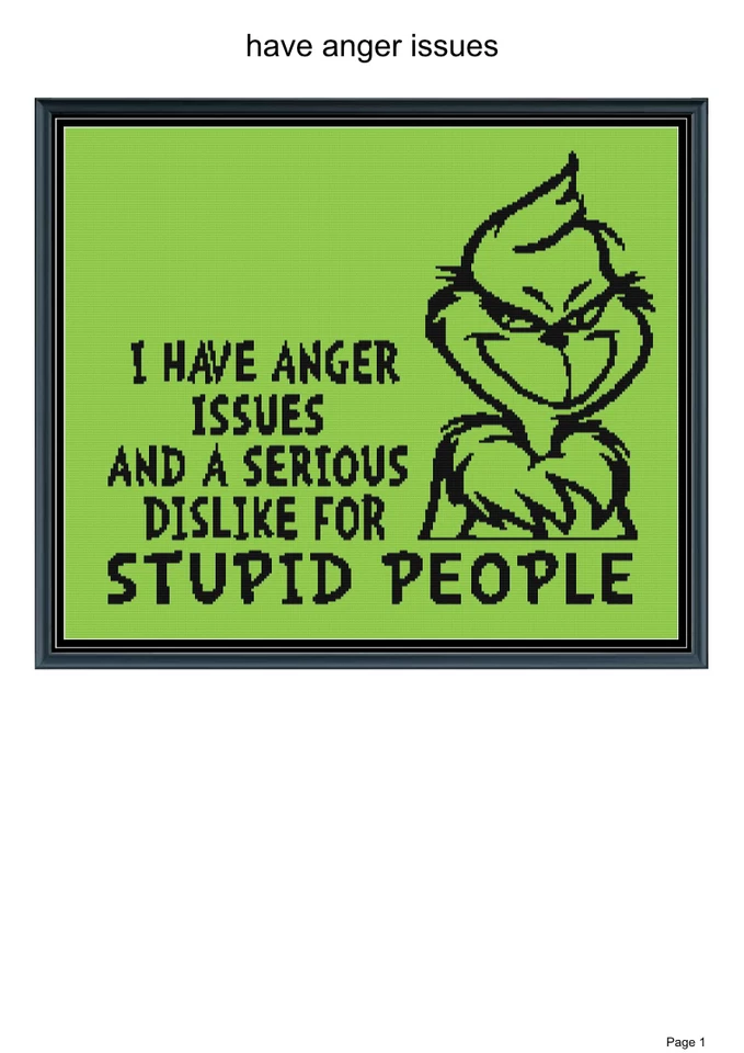 I have anger issues crochet blanket pattern, 60x50", written and graph included - Image 1 of 1
