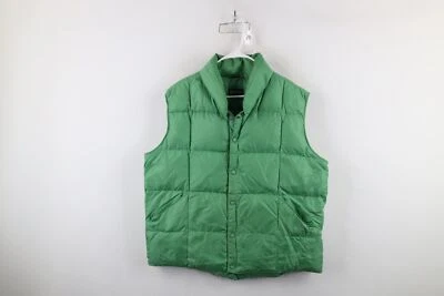 Vintage 90s Lands End Mens XL Distressed Duck Down Fill Puffer Vest Jacket Green - Image 1 of 4