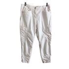 Marc Cain Pants Womens L White Cargo Cropped Capri Pockets Tapered Leg Y2K   