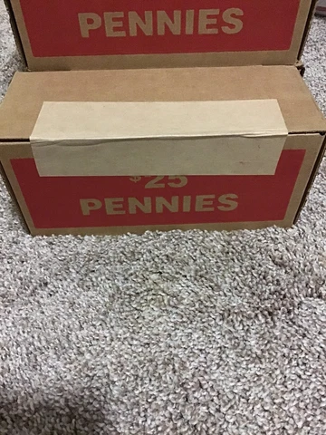SEALED Bank Box 50 Rolls of Pennies $25 FV Unopened Unsearched Cover