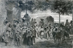 Romania., The Hora, (Wallachian dance).............Antique engraving 1866 - Picture 1 of 2