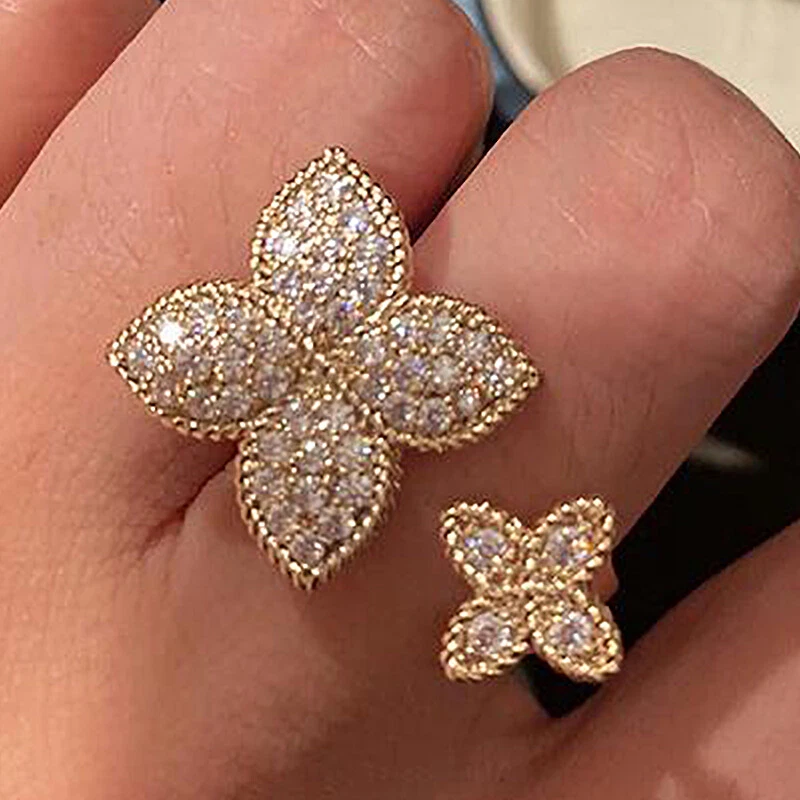 925 Silver Filled,Gold Plated Adjustable Rings Cute Women Cubic Zirconia Jewelry - Imagem 1 de 1