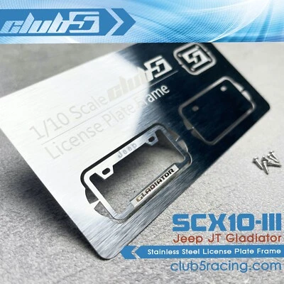 Stainless Steel License Plate Frame for Axial SCX10 III Jeep JT Gladiator      - Image 1 of 4