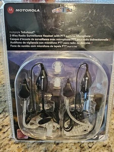 Motorola 2 Way Radio Surveillance Headset with PTT Microphone, 2 Pack Black  - Picture 1 of 5