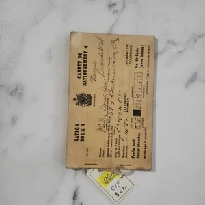 World War II Canadian Ration Book 4 Food Stamps Booklet Incomplete With Wear - Picture 1 of 5