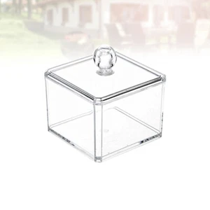 Cotton Swab Organizer Transparent Cosmetic Storage Box Flat Base - Picture 1 of 11