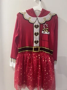 NWT Girls Well Worn Long Sleeve Holiday Dress Sz L Red Gold Nutcracker Sweater - Picture 1 of 8