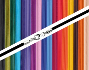 Edelstahl Verschluss Leder Halsband Lederband verschiedene Farben und Längen - Bild 1 von 27