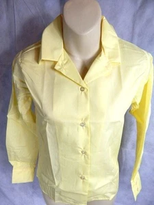 Nos Vintage 60s Yellow Teddy Girl Blouse Long Sleeve Shirt Waitress Retro Mod 14 - Picture 1 of 12
