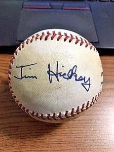 JIM HICKEY TWICE SIGNED AUTOGRAPHED OL BASEBALL! Boston Braves! - Picture 1 of 3