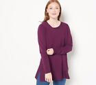 Belle By Kim Gravel Feather Knit Tunic With Side Slits - Plum (Xs) A463356