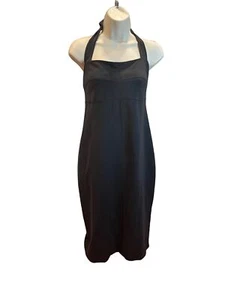 Athleta NWT Black Lycra Sleeveless Halter Contoured Dress Sz Medium - Picture 1 of 11