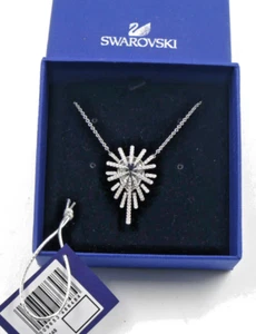 UNWORN BEAUTIFUL SWAROVSKI NECKLACE TEARDROP STARBURST RHODIUM PLATED NEW BOXED - Picture 1 of 4