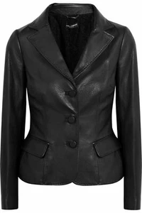 Womens Genuine Lambskin Leather Motorcycle Slim fit Designer Biker Jacket - Picture 1 of 2