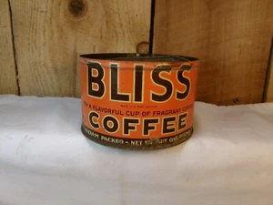 Antike Vintage rustikale Bliss Kaffee ein Pfund leere Blechdose - Bild 1 von 6