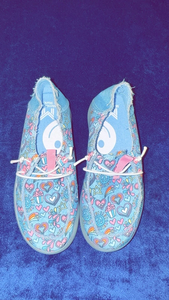 Signo de la Paz Azul y Rosa, Cupcakes, Estrellas y Corazones Miembros Marca Niñas Zapatos Foto 1 de 4