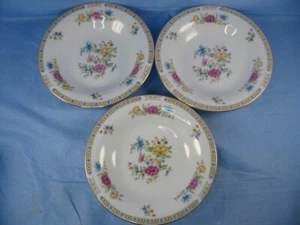 Juego de 3 cuencos de sopa con borde dorado Liling Fine China Yung Shen LING ROSE de 8 1/4" - Imagen 1 de 9