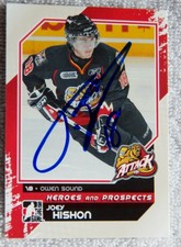 Colorado Avalanche Joey Hishon Signed 10/11 ITG H&P Owen Sound Attack Card Auto