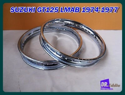 Fit Suzuki GT125 L/M/A/B 1974-1977  Front & Rear Steel  Wheel Rim Set **bi4745** Foto 1 de 4