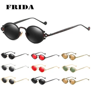 man Polarized sunglasses women retro steampunk glasses oval Metal frame UV400 - Picture 1 of 26