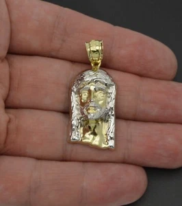 Real 10k Yellow Gold 3D Jesus Head Pendant 1.6in" 2.7gr - Picture 1 of 7