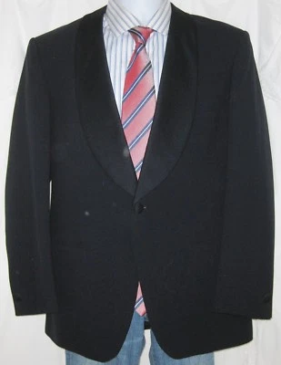 VTG TUX COAT MENS 40R AFTER SIX TUXEDO JACKET NAVY BLUE WOOL SILK WILVORST PROM - Image 1 of 4