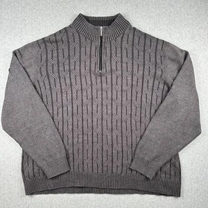 Suéter Tommy Bahama Para Hombre 2XLB Tejido con Cable Gris 1/4 Cremallera Pull Over Pescador Crew - Imagen 1 de 8
