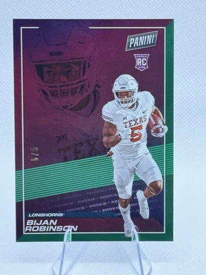 2023 Panini Player of the Day Rookies Bijan Robinson Green #RC4 5/5 Jersey Match - Image 1 of 2