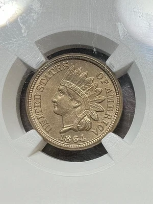 NGC MS65 1864  INDIAN HEAD CENT COPPER NICKEL BRIGHT GREAT LUSTER - Image 1 of 3