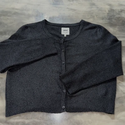 Aerie Alpaca & Wool Blend Button Up Cropped Cardigan Sweater Black Size XXL - Image 1 of 4