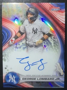 George Lombard Jr REFRACTOR AUTO YANKEES 2024 Bowman’s Best - Picture 1 of 2