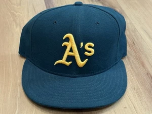 Oakland A’s New Era 59Fifty Sombrero Ajustado Talla 7 Verde Hecho en EE. UU. Sombrero de Carretera - Imagen 1 de 4