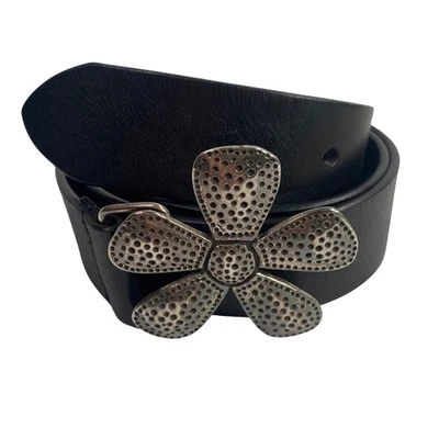 Silpada Designs Italian Leather Belt Silver Flower Buckle Womens Large Western - Image 1 of 4