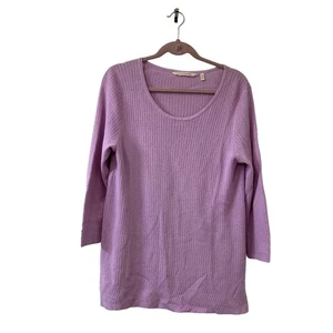 Soft Surroundings Womens Medium Purple Silk Blend 3/4 Sleeve Sweater  - Picture 1 of 5
