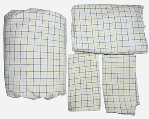 Ralph Lauren Sheet Set UNIVERSITY TATTERSALL QUEEN Ticking Check Plaid RARE - Picture 1 of 12