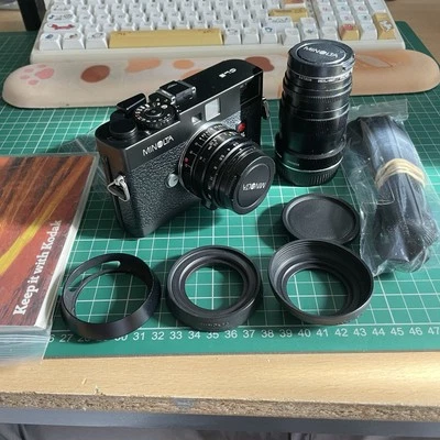 MINOLTA CLE Rangefinder 35mm Film Camera with lenses - Meter works -CLA - Image 1 of 4