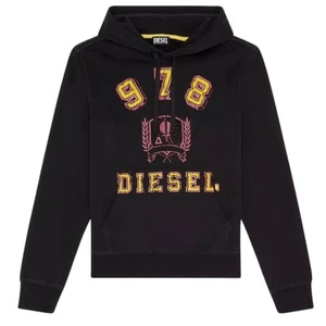 Diesel 978 Motif On Chest Black Hoodie - Imagen 1 de 1