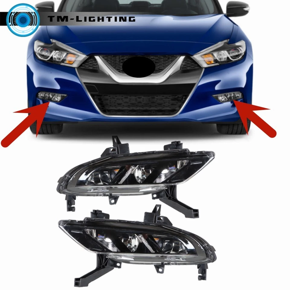For 2016-2019 Nissan Maxima Bumper Fog Lights Lamps kits Right&Left Side - Image 1 of 4