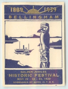 Historic Festival ~BELLINGHAM - WASHINGTON~ Great Old DECO Poster Stamp, 1939 - Picture 1 of 2
