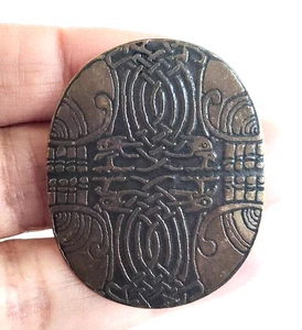 Vintage Wikinger Mittelalter Keltische Bronze Oval Pin 1-5/8" - Bild 1 von 3