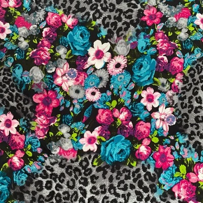 Vestido de vestir con estampado floral de leopardo audaz tela falda ajustada 2,25 yardas Foto 1 de 4