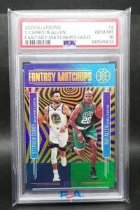 2020-21 Illusions Fantasy Matchups Stephen Curry Ray Allen #2 ORO 10/10 PSA 10 - Foto 1 di 2