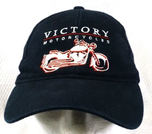 VTG Victory Motorcycles Black Embroidered Baseball Cap Adjustable Strap - Picture 1 of 8