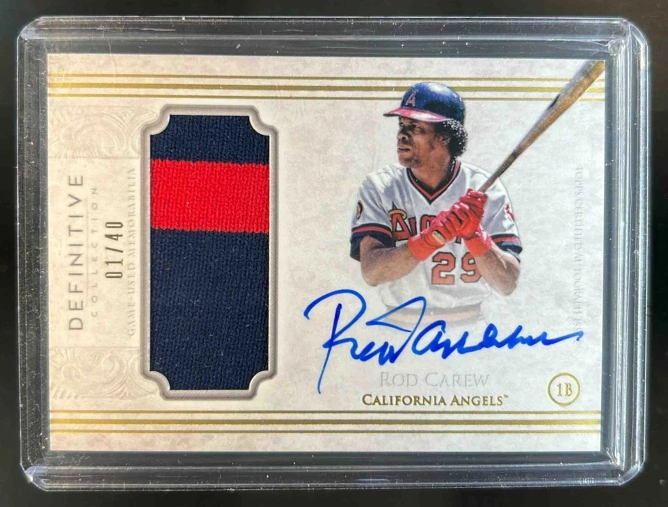 Parche automático 2017 Topps Definitive Collection Rod Carew Relic #01/40 Angels Foto 1 de 2