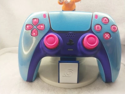 Custom PlayStation 5 Controller Blue Pearl Pink Buttons - Image 1 of 4