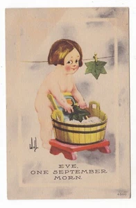 1915 EWING NEBRASKA WALL ARTIST SIGNED EVE ONE SEPTEMBER MORN POSTCARD NE ORCHAR - Picture 1 of 2