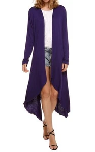 NEW Meaneor Long Sleeve Waterfall Asymmetric Drape Cardigan Purple, XX-Large - Picture 1 of 1